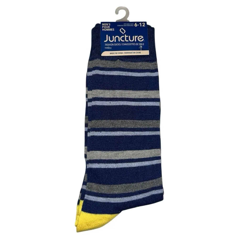 1x Juncture Mens Crew Socks Stripes Size 6-12